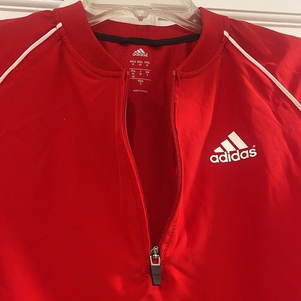 Adidas red and white dry fit shirt